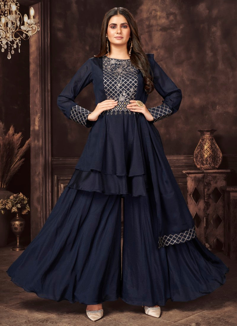 Stunning palazzo and long top designer salwar kameez set – ANJANI ART