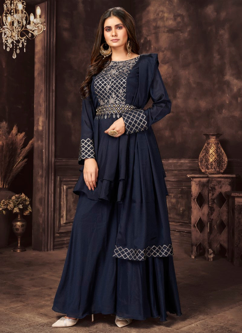 Stunning palazzo and long top designer salwar kameez set
