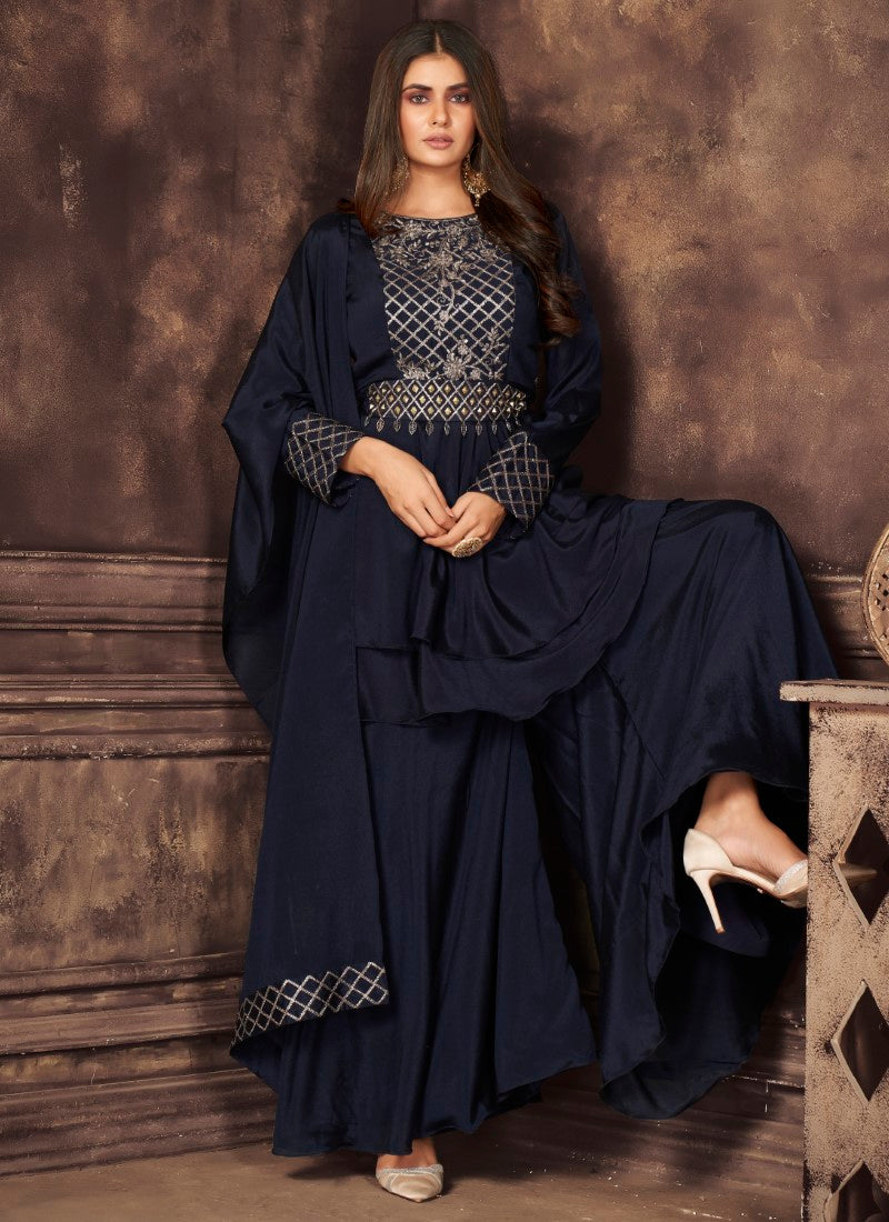 Stunning palazzo and long top designer salwar kameez set
