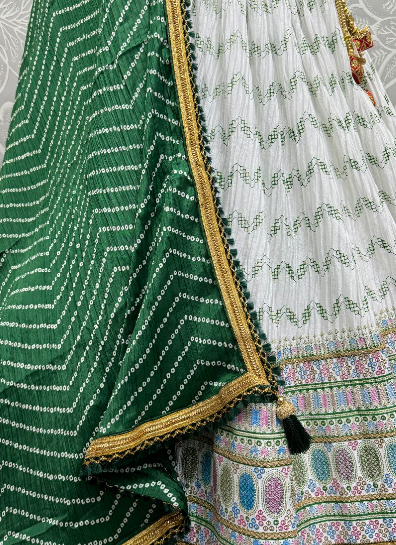 Fascinating Printed Lehenga and blouse combine designer lehenga choli with Latkan