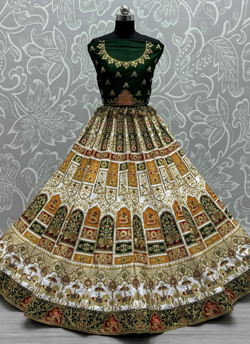 Multi color work panetar style bridal Lehengacholi