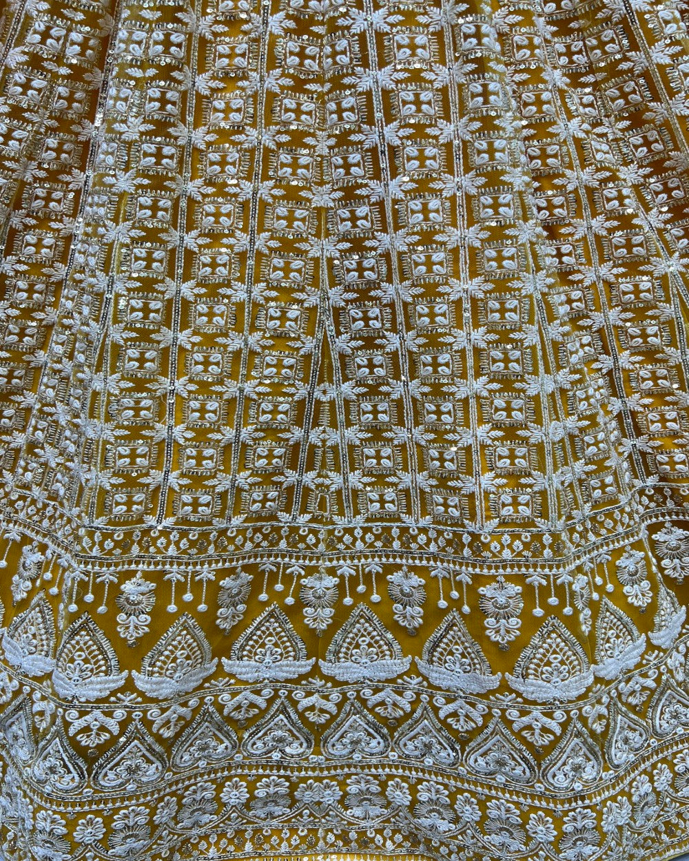 Sequence and patterned thread embroidery Designer Lehengacholi