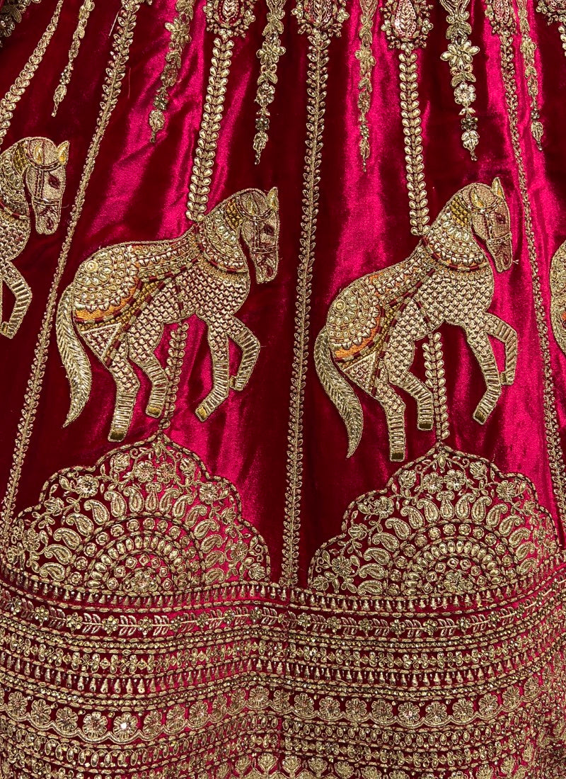 Sabyasachi Inspired Extraordinary Art Of Work and Detailed Embroidery on Rami PInk Bridal Lehengacholi inspired