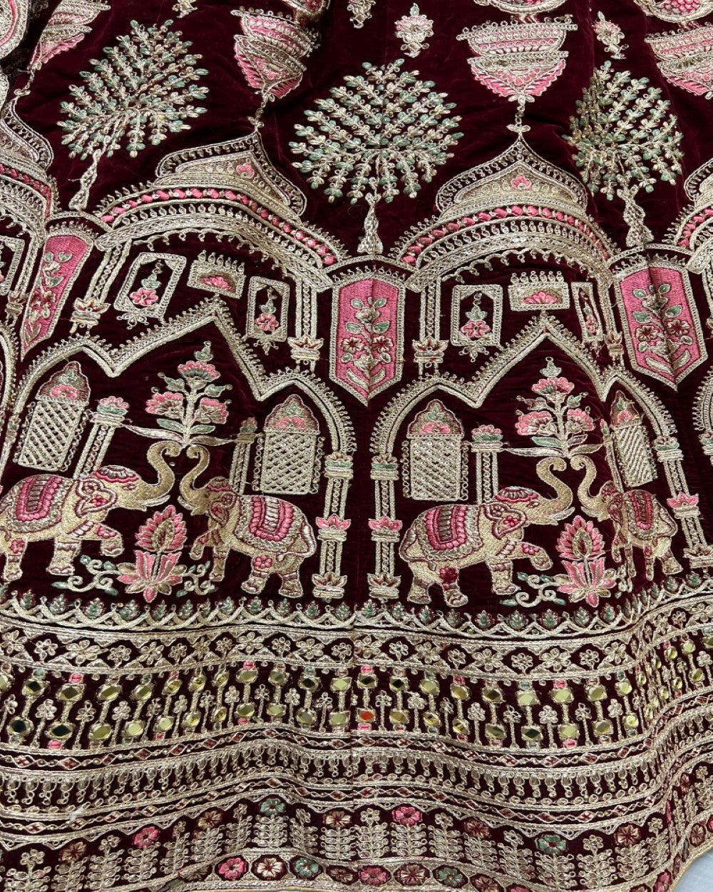 Designer Gajraj Embroidered Velvet Lehengacholi