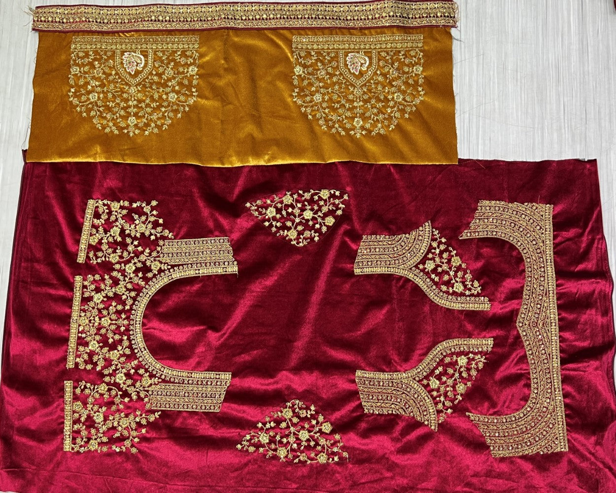 Designer Matching of each component with detailed embroidered SIX meter flair Bridal Lehengacholi