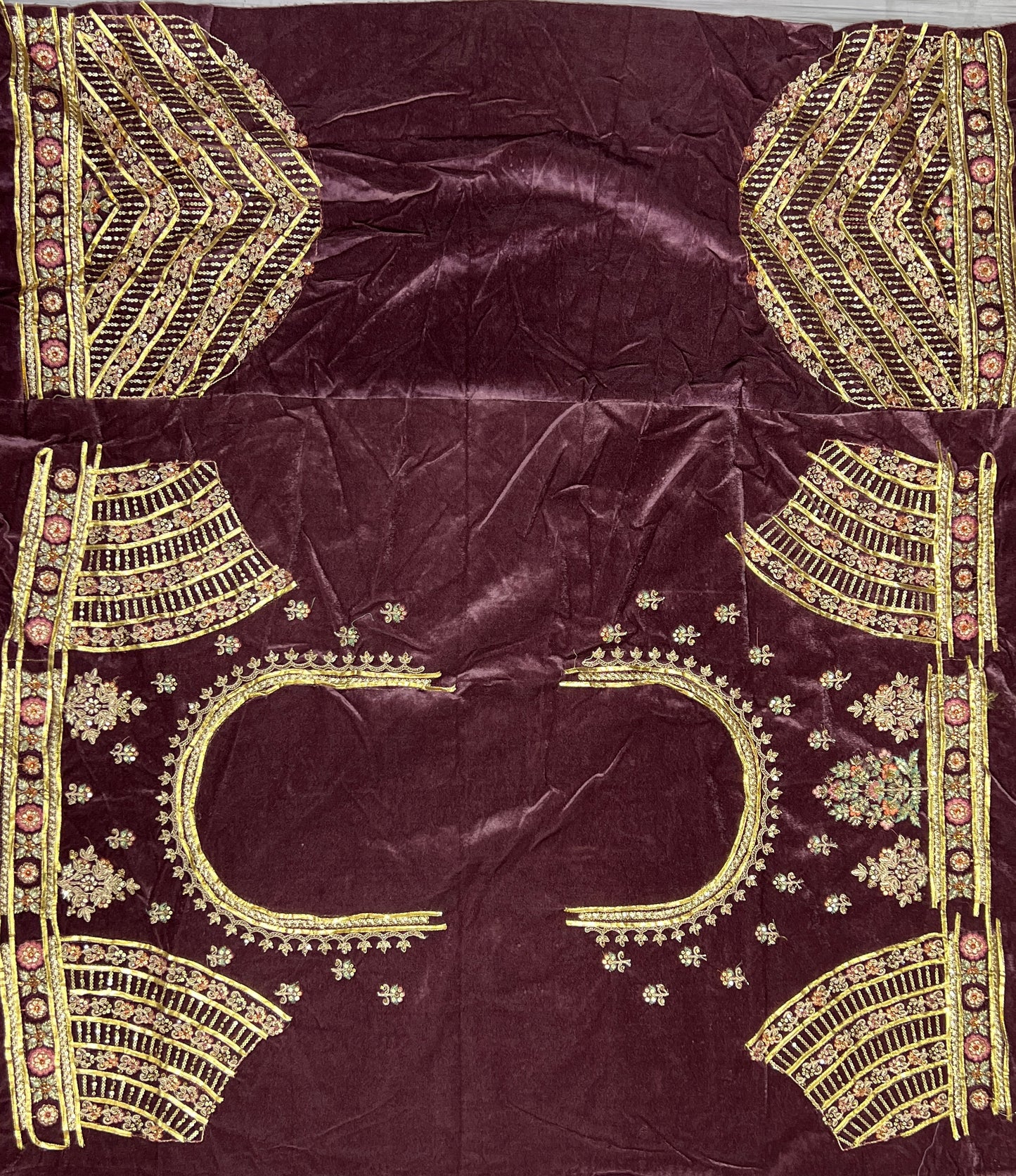 Golden Gota bordered fancy embroidered Purple Lehengacholi