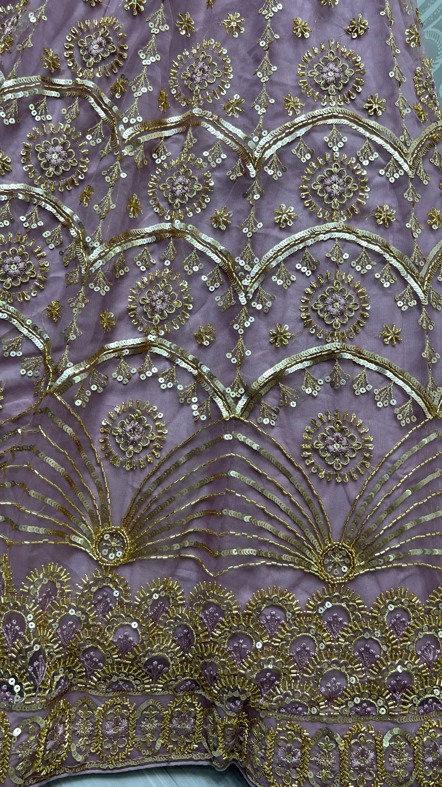 Khatali Work Designer Hand Val and Sequence embedded with Multi Thread Lehengacholi