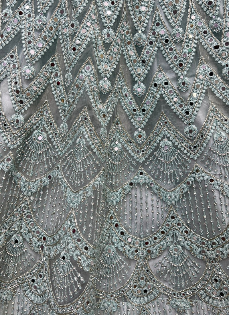 Superb Mirror Work with Dori embroidery designer Sky Lehengacholi