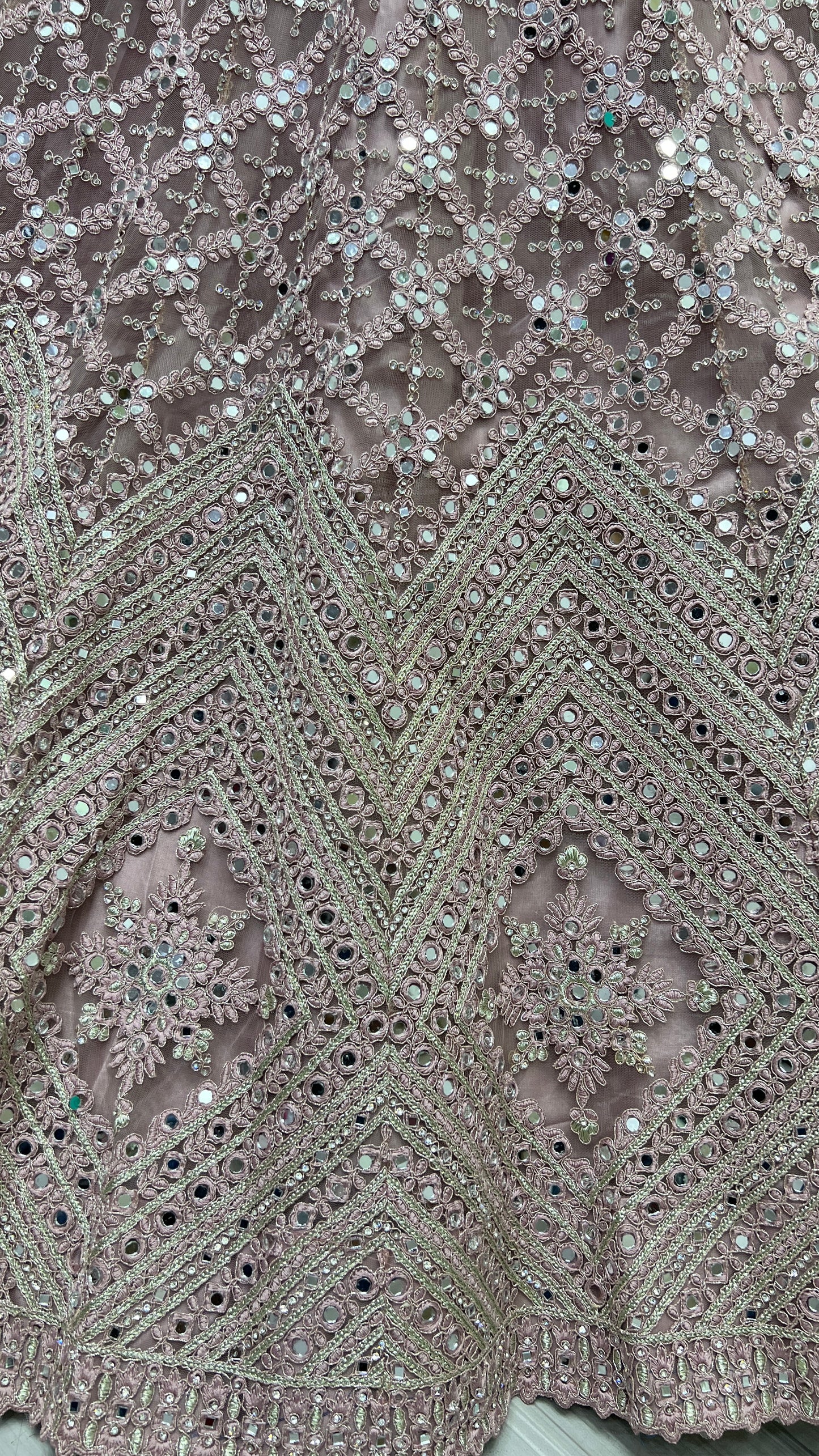 Heavy embroidery with mirror work designer Purple Lehengacholi