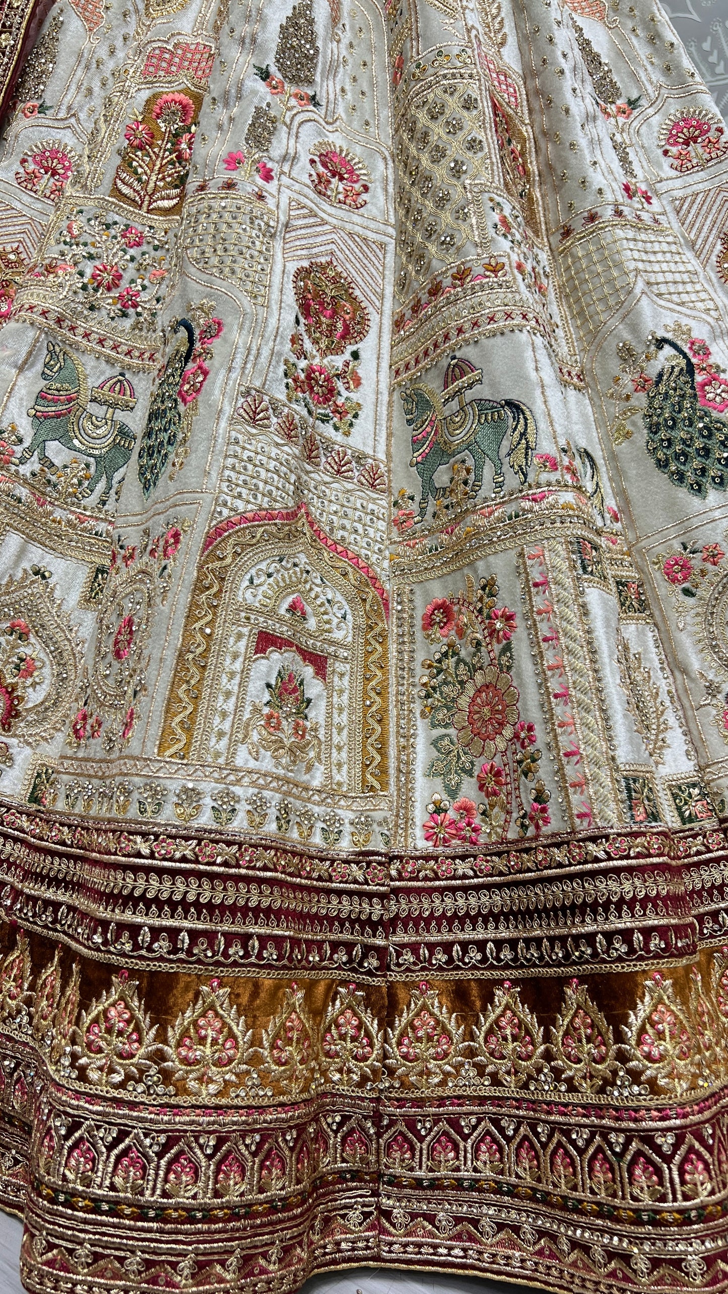 Very well Crafted Embroidered Designer Lehengacholi White