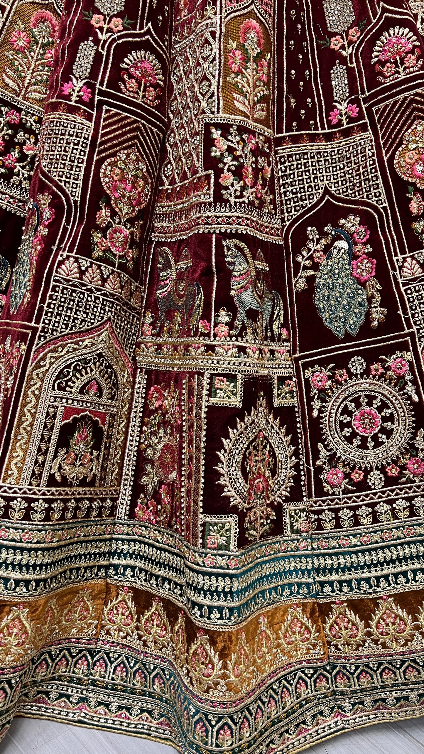 Very well Crafted Embroidered Designer Lehengacholi Brown