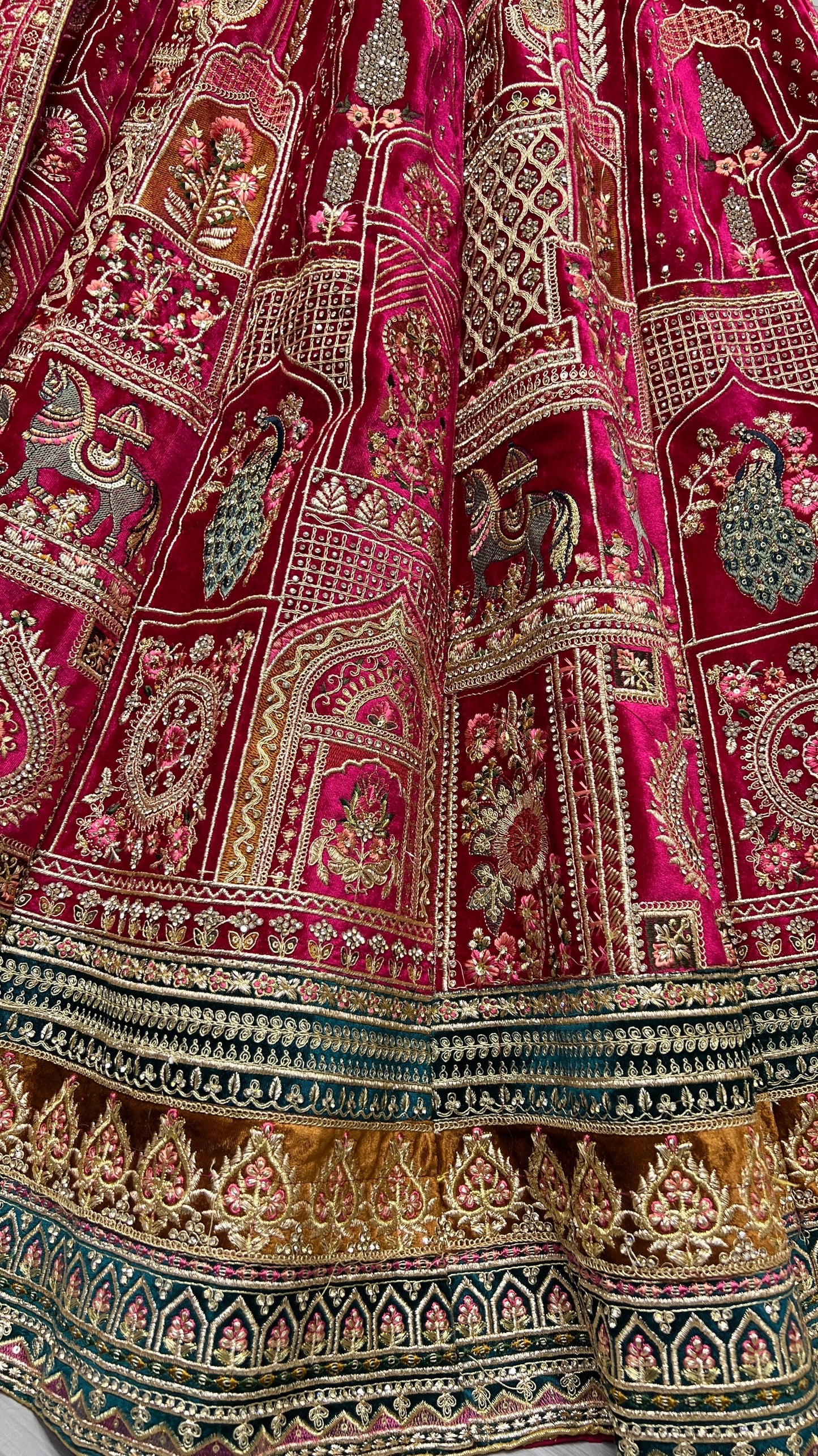 Very well Crafted Embroidered Designer Lehengacholi Dark Pink