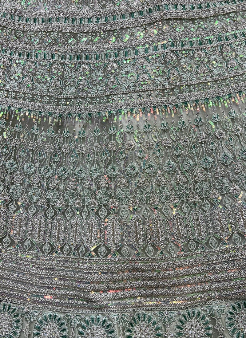 Rainbow sequins and fancy embroidery designer partywear Pista Lehengacholi