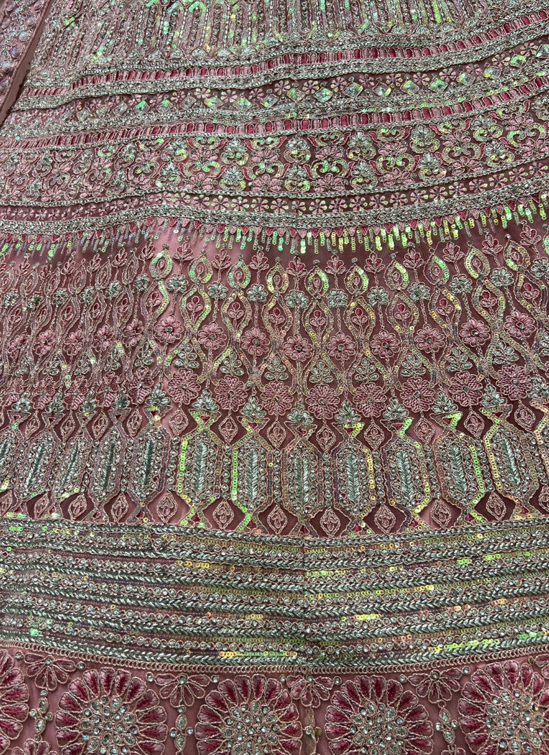 Rainbow sequins and fancy embroidery designer partywear Pink Lehengacholi