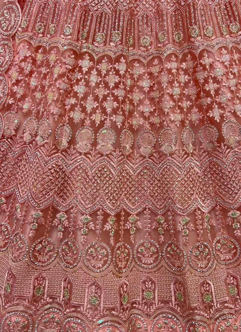 Fantastic Designed Sequins embroidered with Multi thread work partywear Light pink Lehengacholi