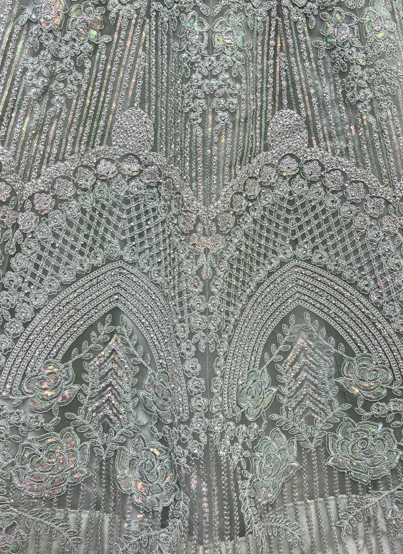 Rainbow sequins Flower Pattern Net Party Wear Pista Lehengacholi