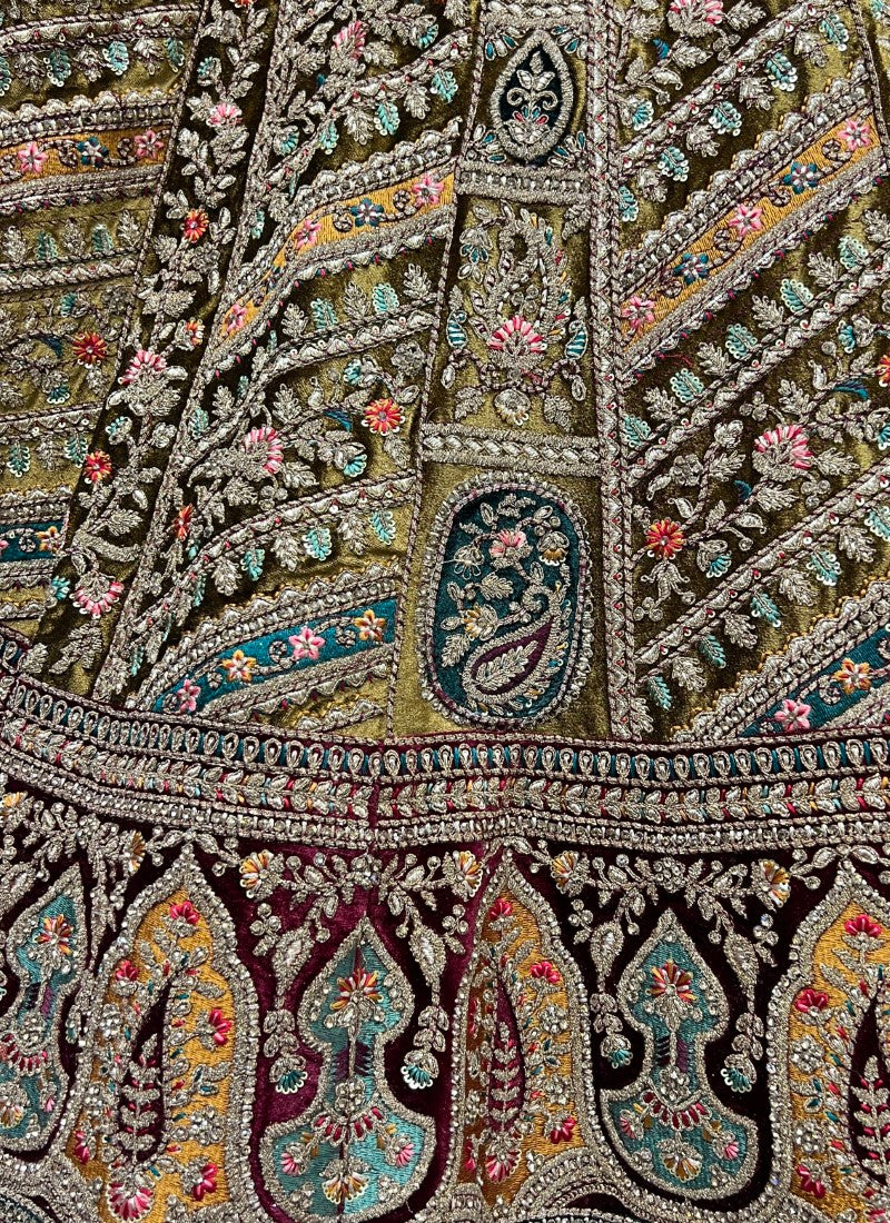 Designer Embroidered handwork Look Exclusive Mustard Bridal Lehengacholi