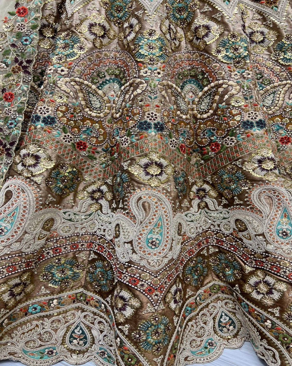 Padded Golden Velvet Designer Partywear Lehengacholi