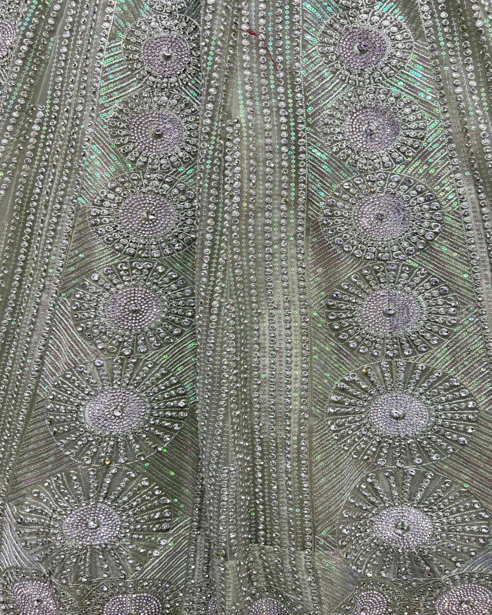 Full of zircon and sequins embroidered partywear Pista Lehengacholi
