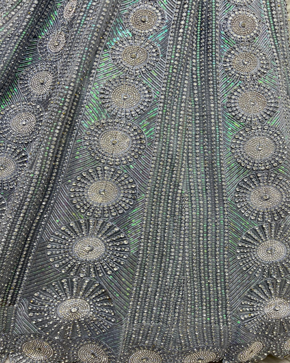 Grey embroidered partywear Lehengacholi