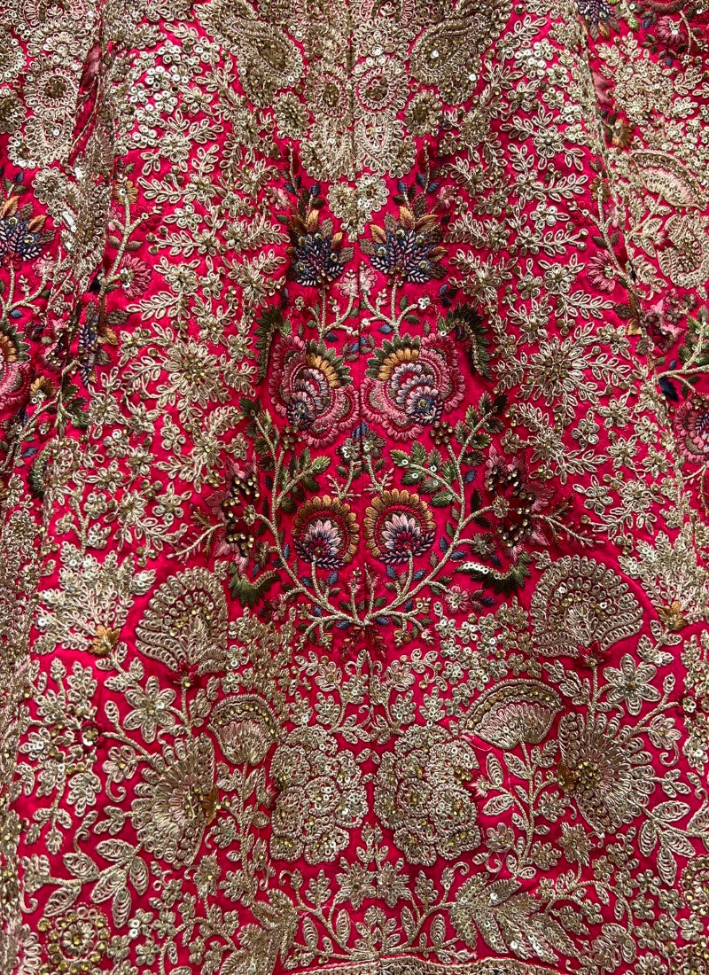 Silk Crafted designer Embroidered Pink Lehengacholi