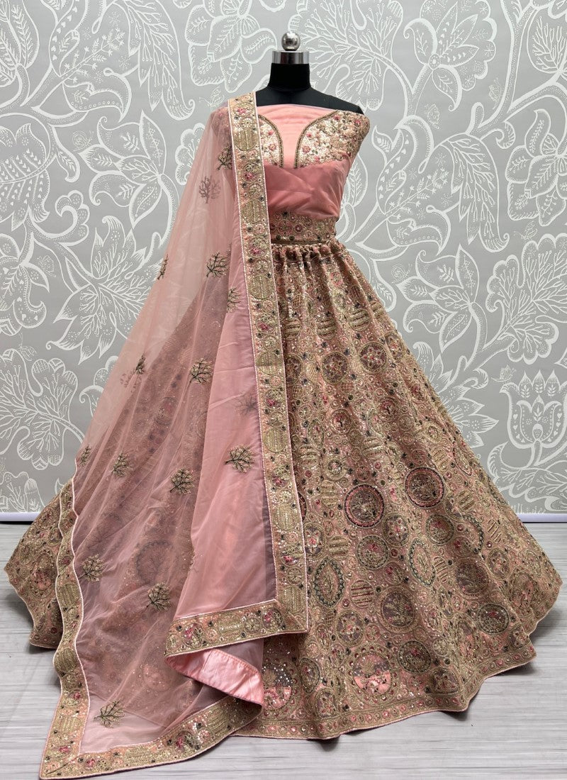 Pink Embroidered in Various kind of Work Partywear Lehenga choli