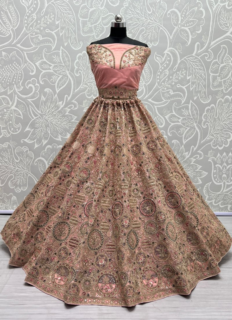 Pink Embroidered in Various kind of Work Partywear Lehenga choli