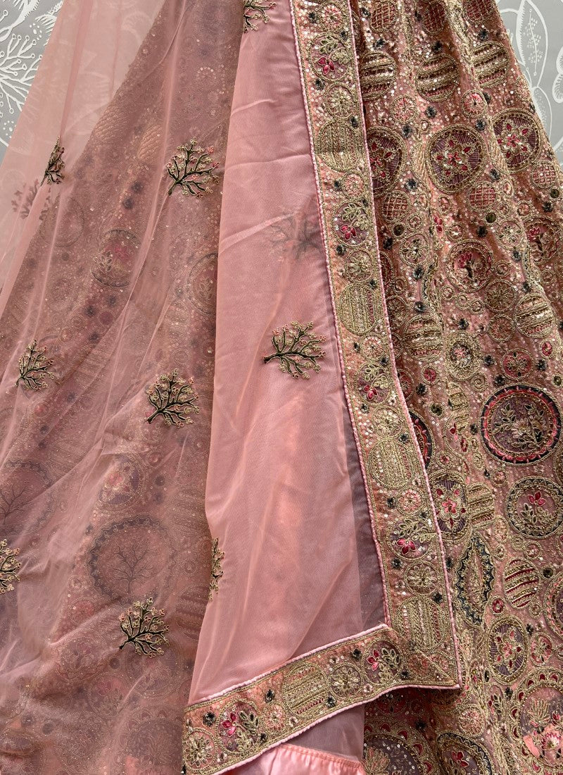 Pink Embroidered in Various kind of Work Partywear Lehenga choli