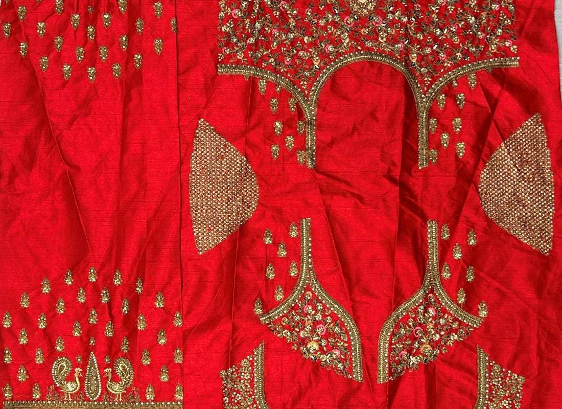 Silk Crafted Designer Flaired Bridal Red Lehengacholi