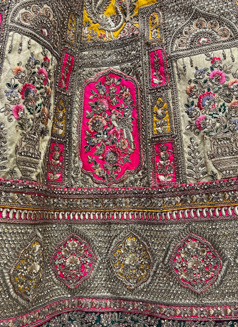 Silk Crafted Designer Flaired Bridal Pink Lehengacholi