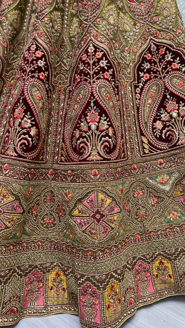 Bridal Net Crafted Beautiful Color Range Wedding wear Lehengacholi Mehendi