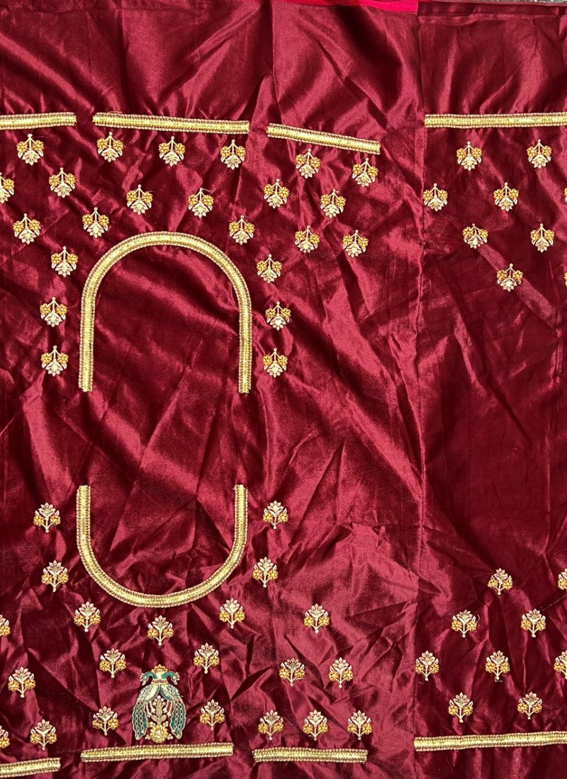 Silk Mor Embroidered Heavy Maroon Lehengacholi