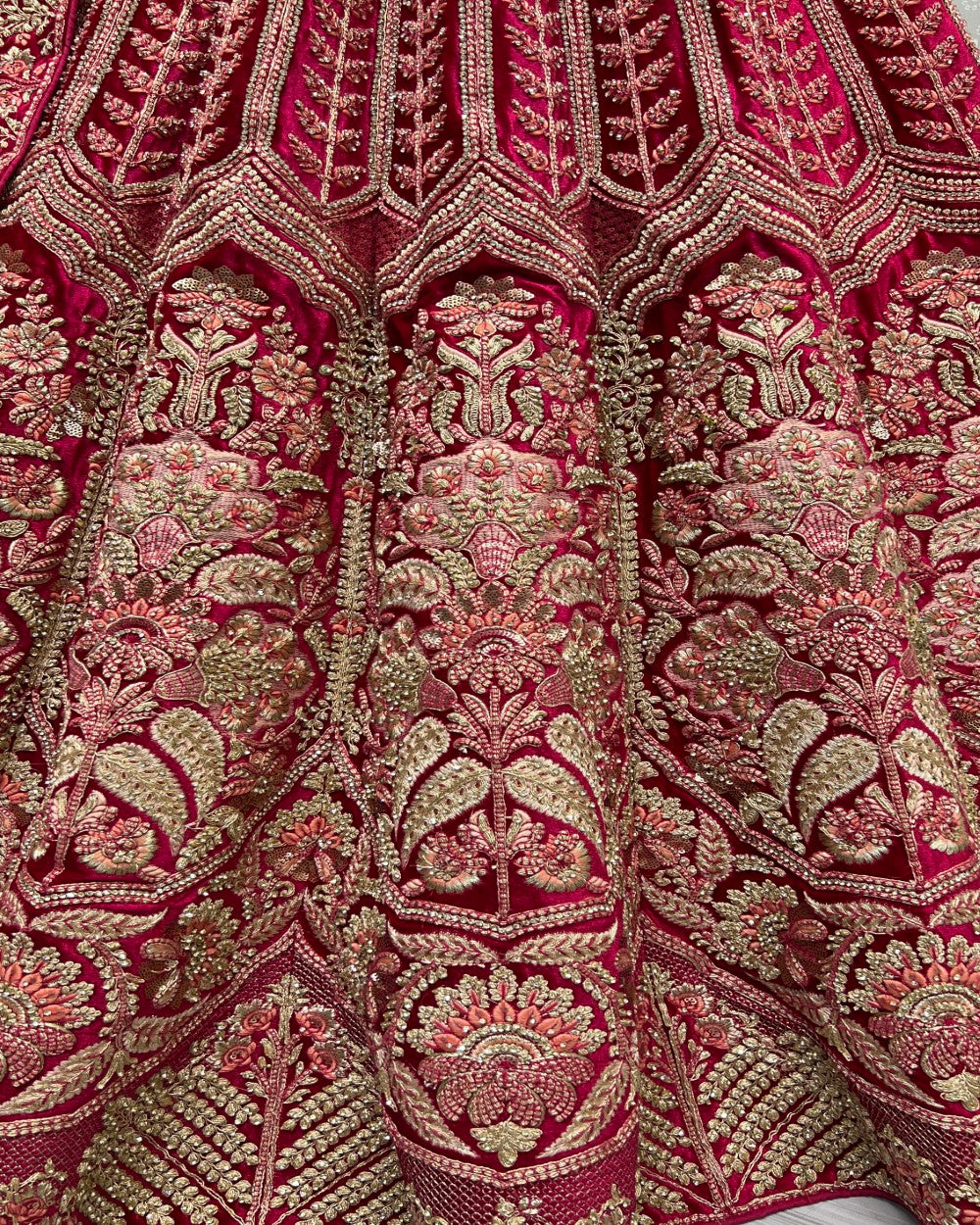 Golden Antique Embroidered Exclusive Lehengacholi