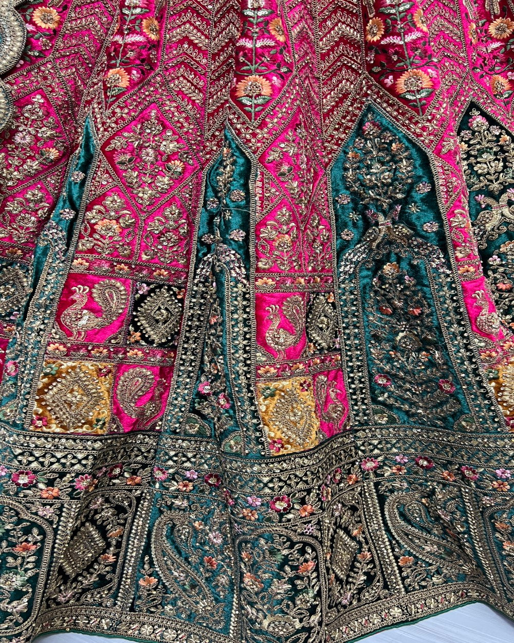 Heavy embroidery Patch work Rani Pink Lehenga choli