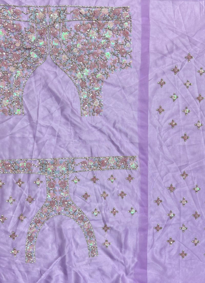 Pastel Sequins Combine Flower Pattern Exceptionally Designed Lavender Lehengacholi