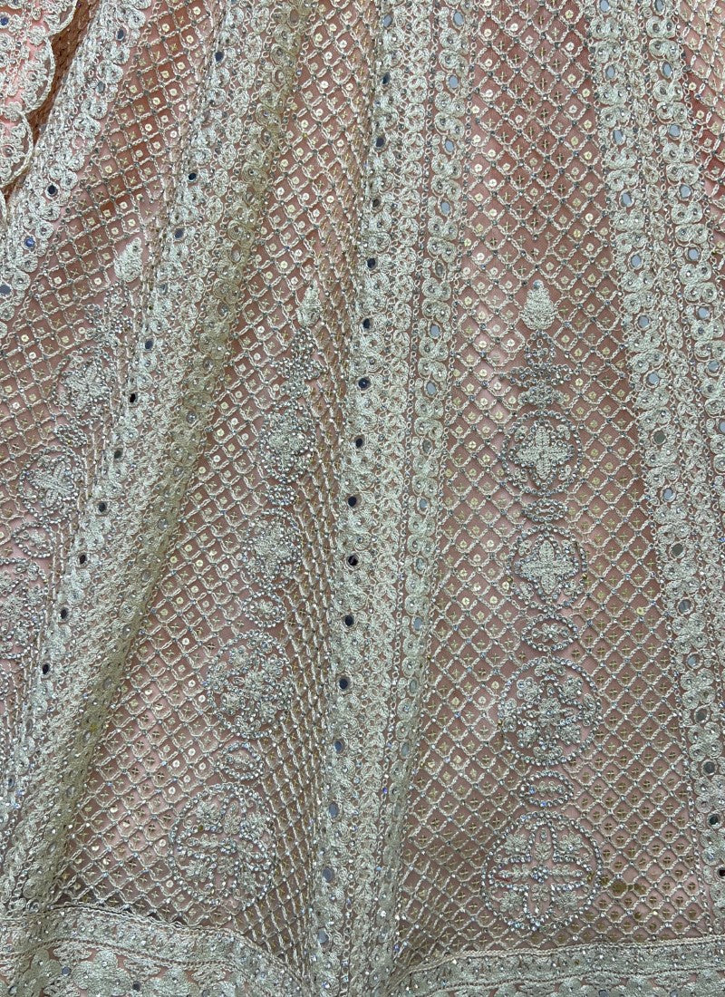 Neatly Dori and Sequin combine Crafted Partywear Peach Lehenga choli