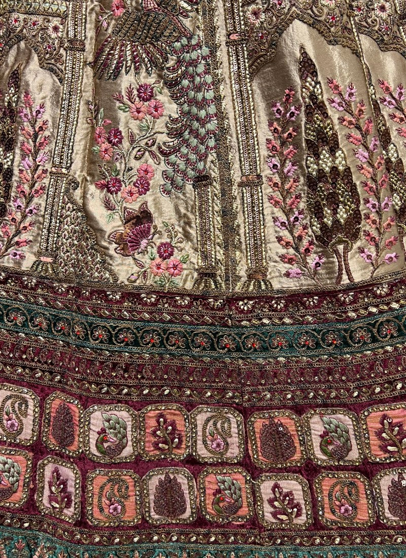 Six meter flair Fancy Embroidered Crafted Designer bridal Lehengacholi