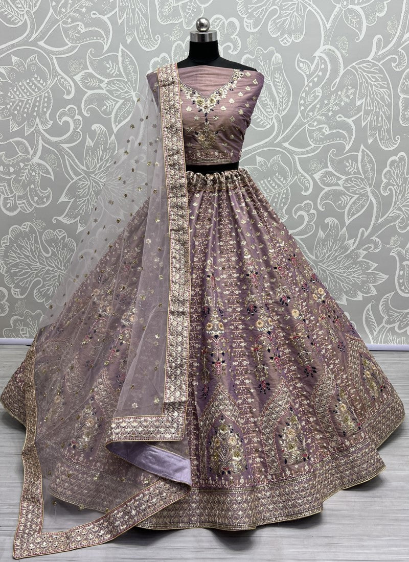 Perfect Partywear Cadbury Silk Dori and Sequince embroidered Lehenga Choli Pyazi