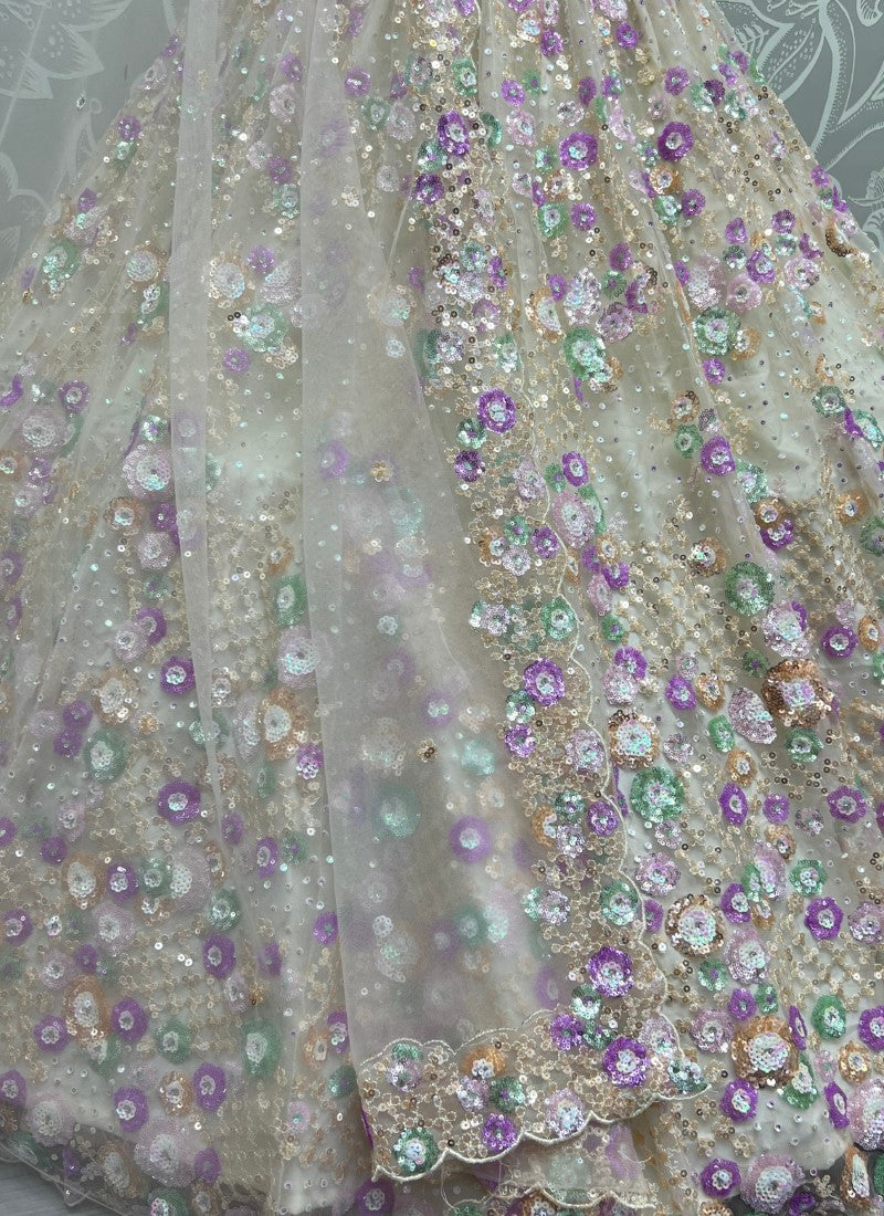 Four sequence Combine Partywear Lehengacholi White