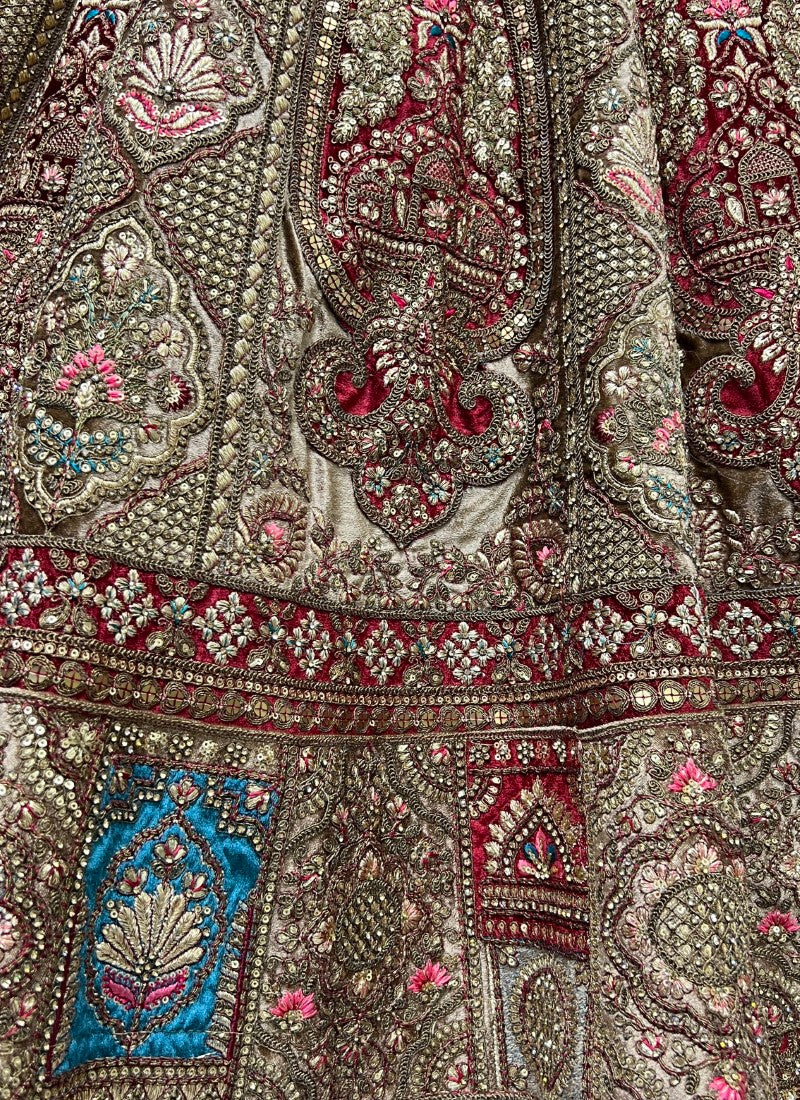 Neatly Crafted 5mm and 3mm Sequence work Beautifully Designed Bridal Lehengacholi with double dupatta Chicku