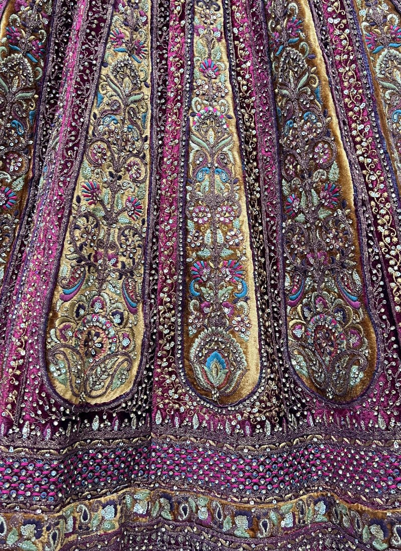 Double Dupatta Fancy Patch Attached Bridal Lehengacholi Mustard