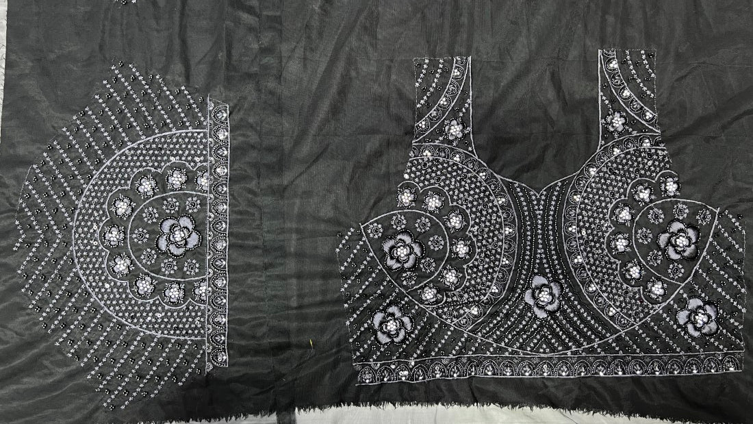 Trending Handwork Motif and Sequince Combine Designer Partywear Lehengacholi Black