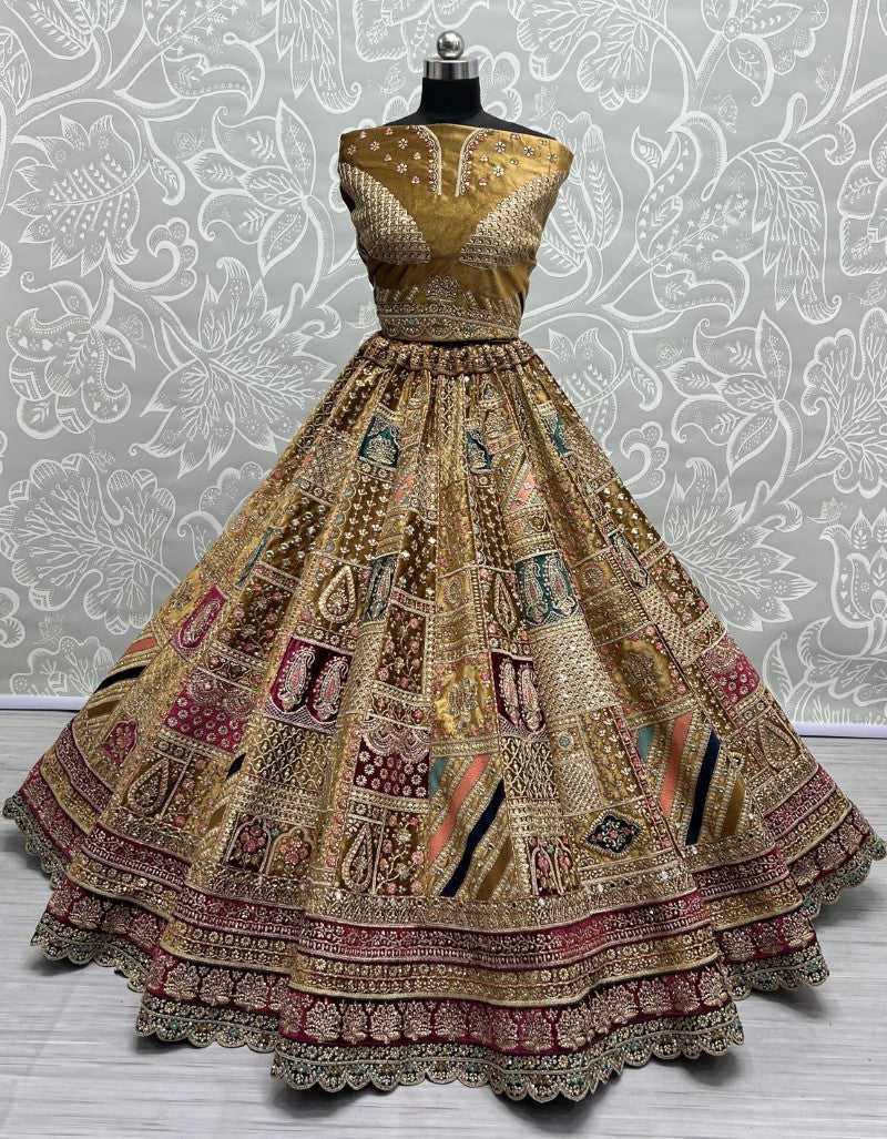 Exclusive Pattern of Bridal Lehengacholi in Beautiful color Range with heavy Dupatta