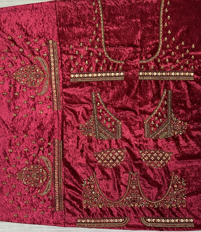 Fabulous Matching Pink Thread Embroidered Crafted Designer six meter flair Bridal Lehengacholi