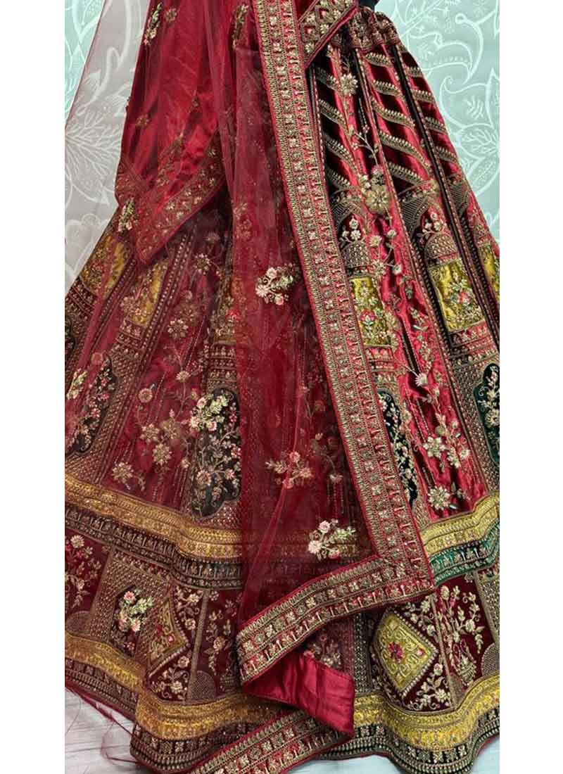 Exclusive Embroidered Wedding Lehenga Choli In Rashberry Maroon