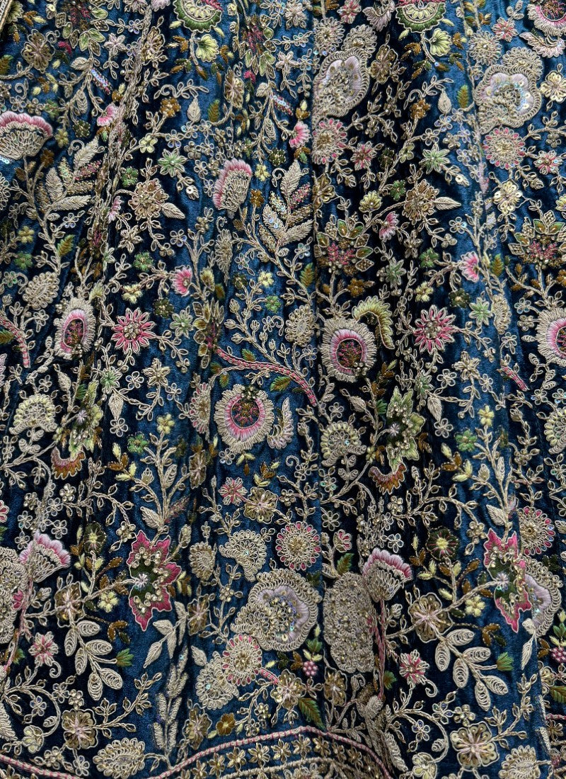 Sophisticated Designed Sequins and Dori Combine Partywear Lehengacholi in Blue