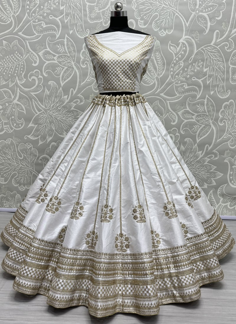 Pure Chinon & Silk Crafted in metalic Sequins with zari Embroidery Flaired Partywear Lehengacholi