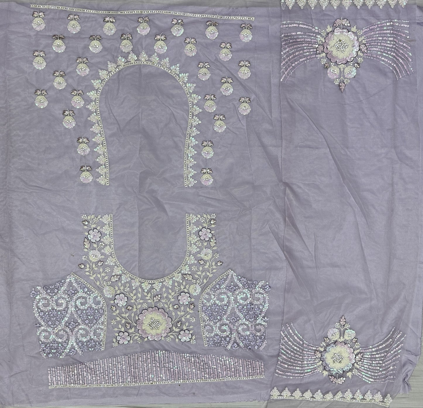 Beautifully Fancy sequins and Dori work combine sophisticated embroidered designer Partywear Lehengacholi in Lavender