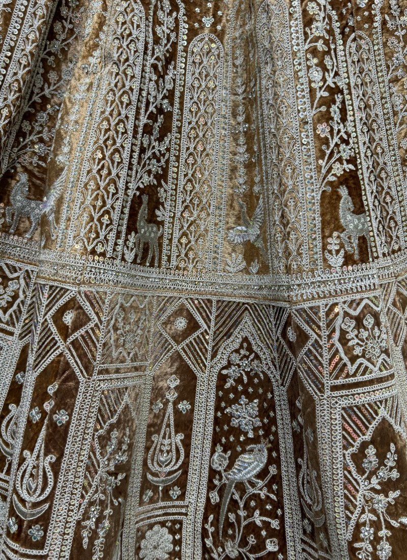 Urging fancy embroidery work leather color range partywear Lehengacholi in Chiku