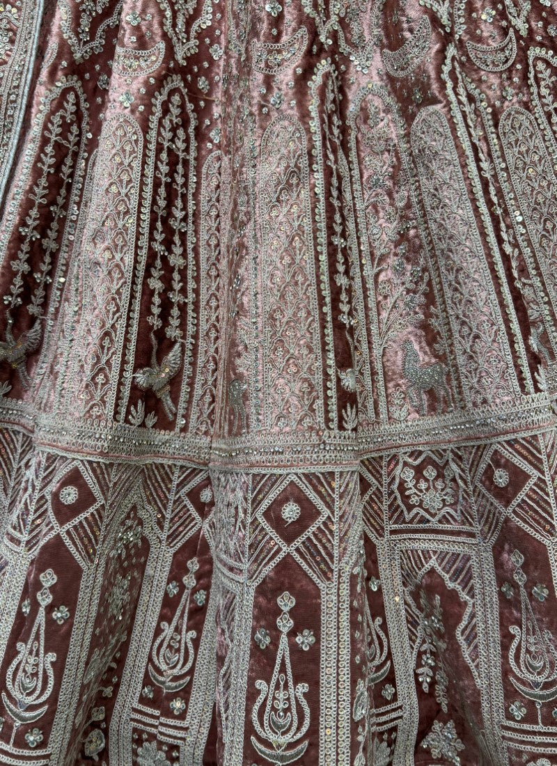 Urging fancy embroidery work leather color range partywear Lehengacholi Rose